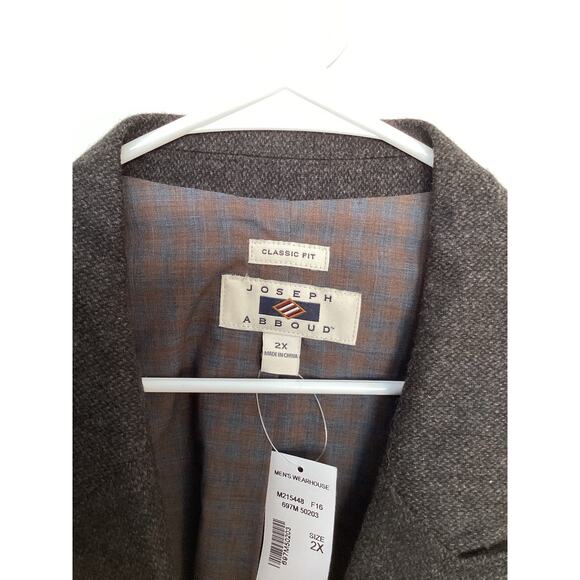 NWT Joseph Abboud Men's Classic Fit Elbow Patch Blazer Sport Coat Brown Size 2X - Picture 6 of 15